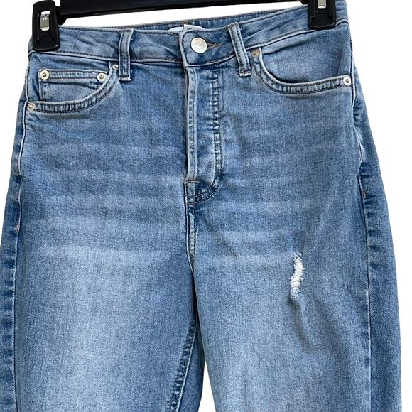 Forever 21 SZ 24 Skinny Jean Distressed High-Rise Button-Fly Stretch Light Wash - Picture 2 of 9